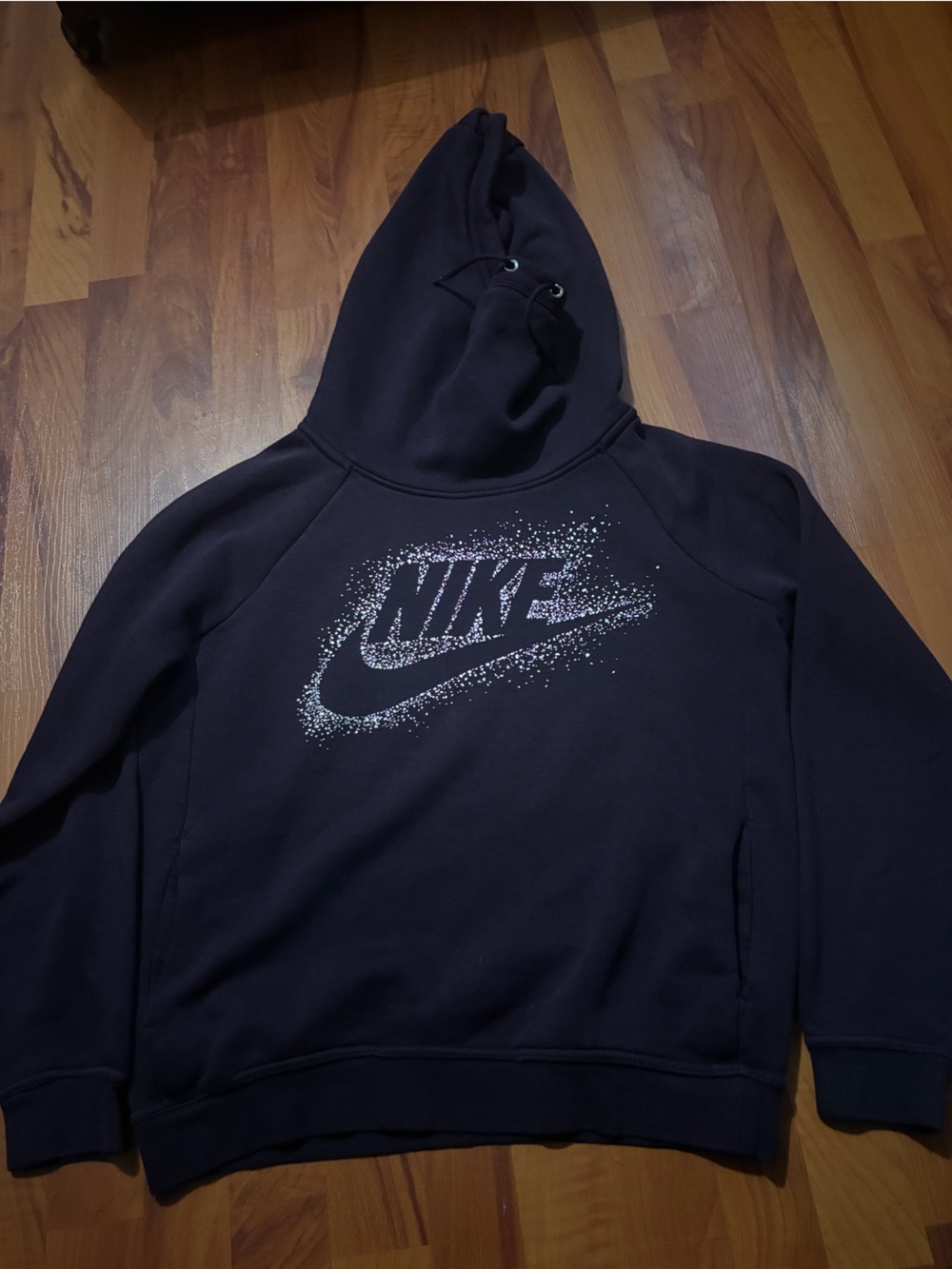 Nike Black Hoodie with Silver Speckled Logo - Women